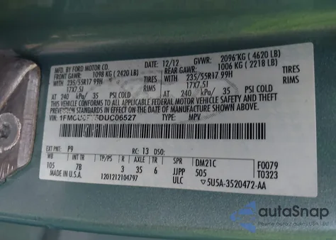 2013 Ford Escape S from USA, damaged, VIN 1FMCU0F75DUC06527